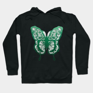 Butterfly Emerald Green Shadow Silhouette Anime Style Collection No. 300 Hoodie